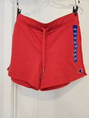 Champion Red Drawcord Women’s Athletic Shorts with Logo Tape Size L